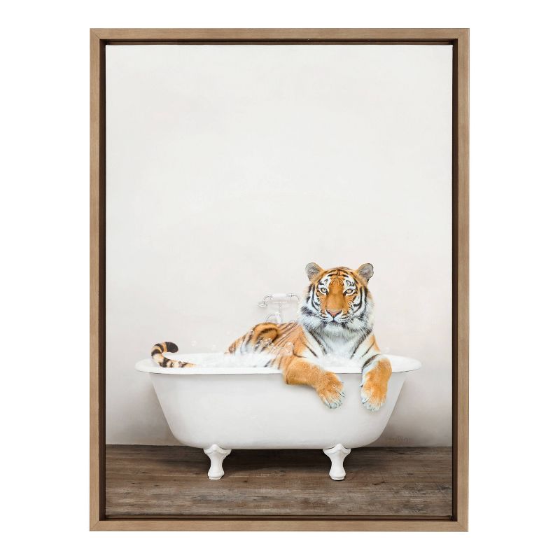 18&#34; x 24&#34; Sylvie Bengal Tiger in Rustic Bath Framed Canvas by Amy Peterson Gold - Kate &#38; Laurel All Things Decor, 3 of 8