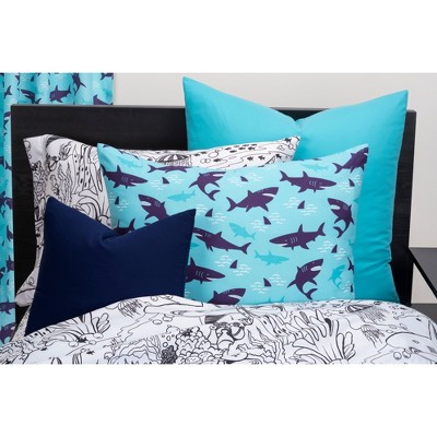 Twin Blue Shark Reversible Microfiber Comforter Set