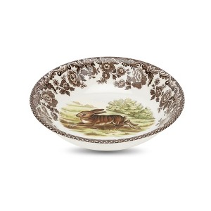 Spode Woodland Rabbit Cereal Bowl - 6.25" Fine Earthenware Bowl with British Flowers Border - Microwave, Dishwasher, Freezer & Oven Safe - 1 of 4