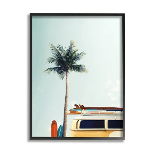 Stupell Industries Surf Bus Yellow With Palm Tree Photography Framed Giclee Art - 1 of 4