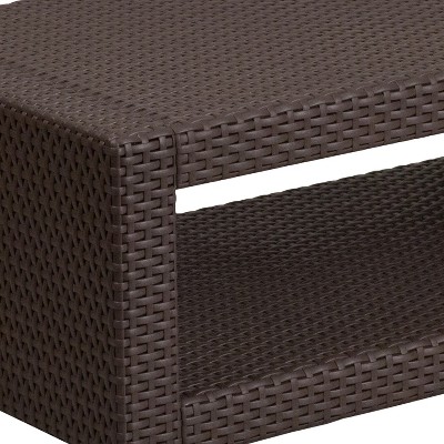 Seneca Chic Chocolate Brown Faux Rattan Outdoor Coffee Table