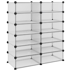 vidaXL Shoe Rack Transparent PP (Polypropylene), Steel - 37.2" x 14.4" x 41.7" - Transparent - 1 of 4