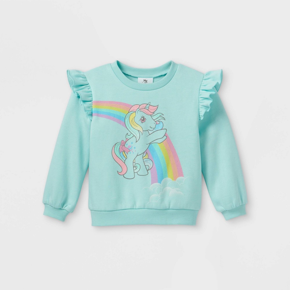 Toddler Girls' My Little Pony Fleece Crew Neck Pullover - Light Blue 3T