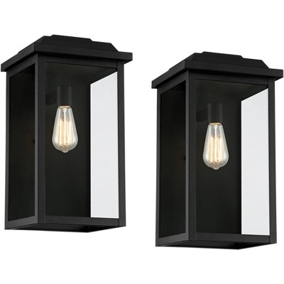 John Timberland Industrial Outdoor Wall Light Fixtures Set Of 2 Black ...