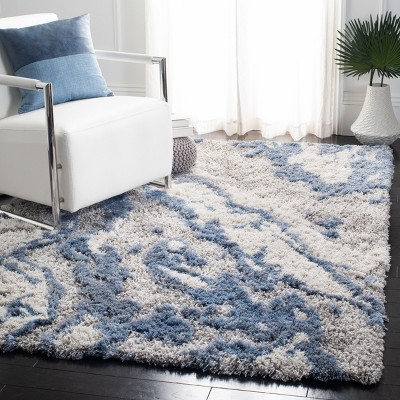 Horizon Grey and Blue Abstract Shag Area Rug