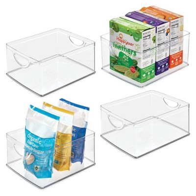 iDesign Pantry Organizer Bins with Handles - Storage Bins for Cabinets or Fridge - Set of 4 - Clear