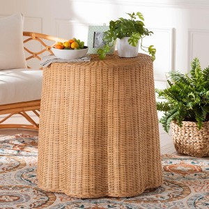 bali & pari Palm Bohemian Honey Scallop Rattan End Table - 1 of 4
