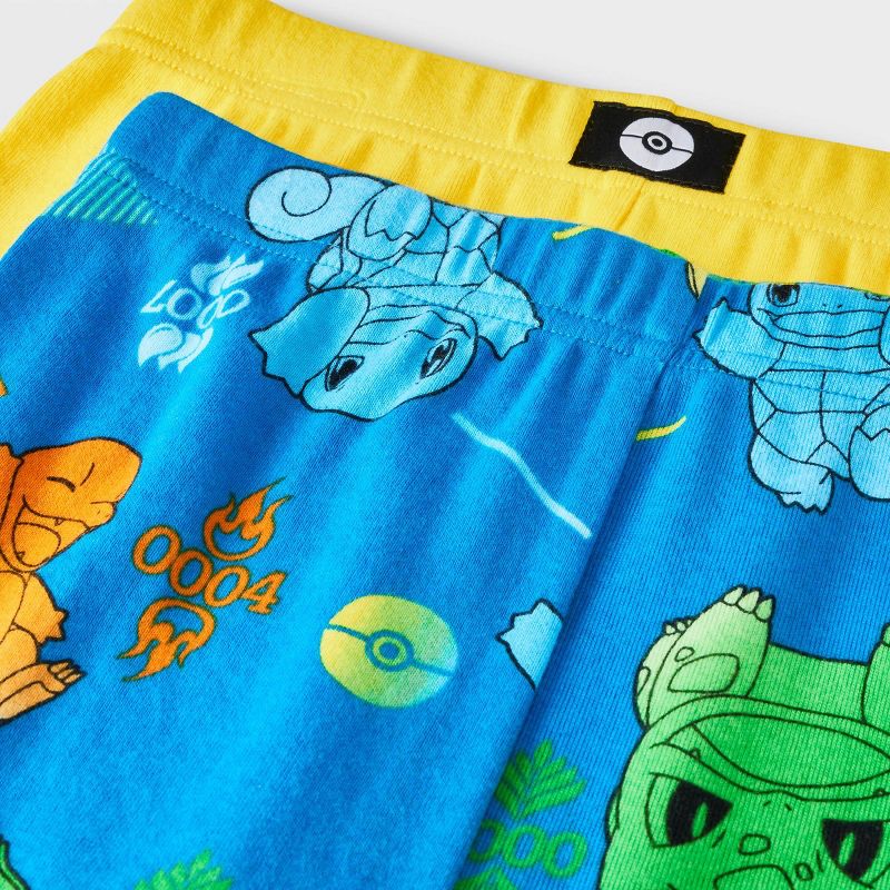 Boys' Pikachu Pokemon 4pc Snug Fit Pajama Set - Blue/Yellow, 4 of 5