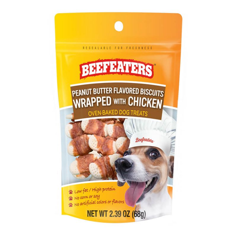 Beefeaters Peanut Butter Biscuits Wrapped with Chicken, 2.39oz, Case of 12, 1 of 3