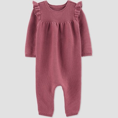 Image of Carter's Just One You® Baby Girls' Ruffle Jumpsuit - Maroon Newborn