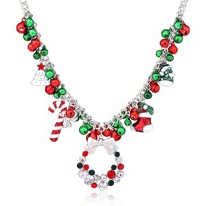 Jingle Bell Necklace for Women - Chunky Crystal Teardrop Pendant, Christmas Jewelry Gift - 1 of 4