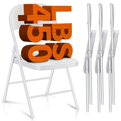 SKONYON 4 Pack Folding Chairs Portable Vinyl Padded Folding Chair with Durable Steel Frame