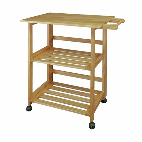 Folding Kitchen Cart With Two Shelves, Origami Folding Kitchen Island Cart With Casters