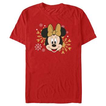 Men's Minnie Mouse Christmas Gold Snowflakes T-Shirt