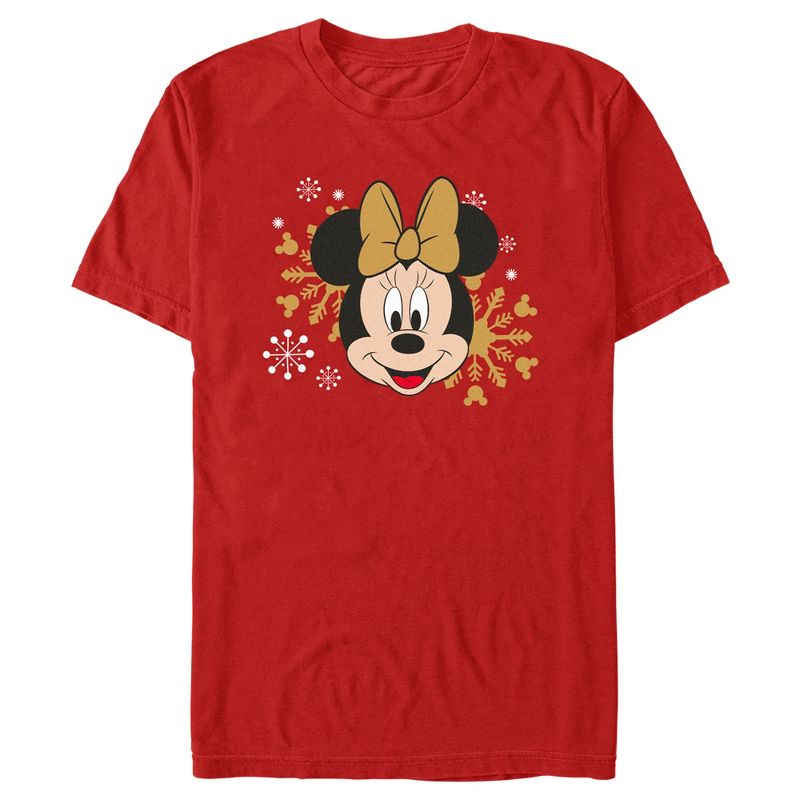 Men's Minnie Mouse Christmas Gold Snowflakes T-Shirt, 1 of 6