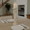 Mango Wood Candle Holder with Sculptural Chain Link Design, Modern Decorative Single Taper or Pillar Candle Stand - 3 of 4