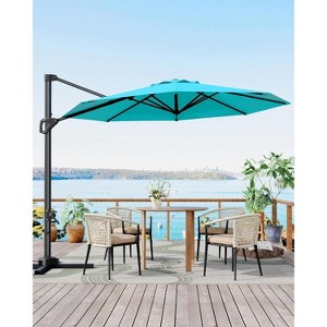 10FT Outdoor Cantilever Umbrella Patio Umbrella with Base Included Market Sun Shade Windproof Offset Umbrella with 360-Degree Rotation - 1 of 4