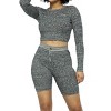 Slickblue Stylish Knit Long Sleeve Cropped Top & High-Waist Biker Shorts Set – Versatile Colors Options, Sizes S-L - 2 of 4