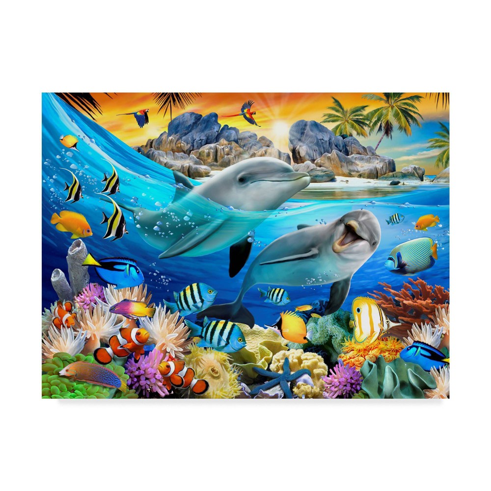 Photos - Other Decoration Trademark Fine Art 18" x 24" Surf Dolphins by Howard Robinson : Canvas Wal