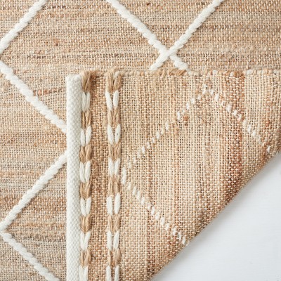 Ivory Diamond Pattern Handmade Wool Square Rug, 6' x 6'