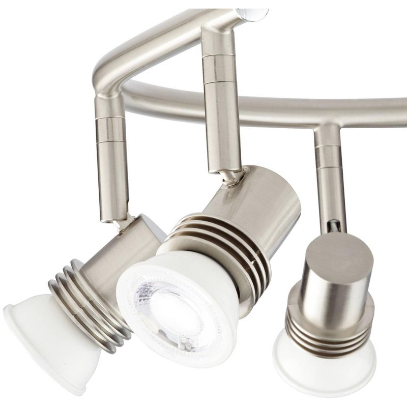 Pro Track 5-Head LED Ceiling Track Light Fixture Kit GU10 Directional Silver Brushed Nickel Finish Metal Industrial Spiral Kitchen 15 3/4" Wide, 3 of 9