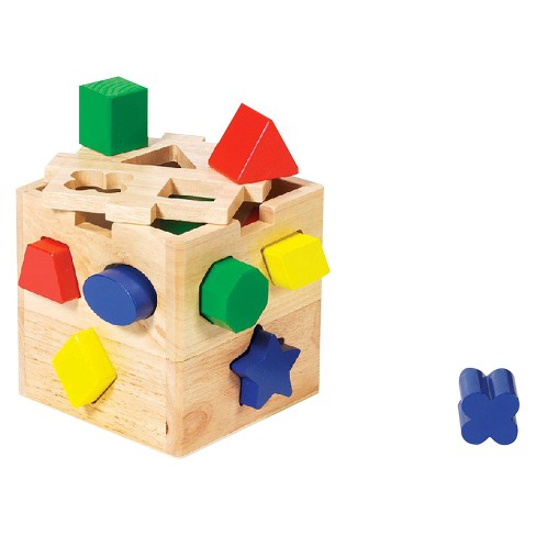 Melissa & Doug® Shape Sorting Cube - Classic Wooden Toy With 12 Shapes ...