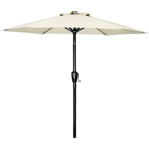 Gulches Simple Deluxe 7.5'Patio Outdoor Table Market Yard Umbrella with Push Button Tilt/Crank,6 Sturdy Ribs for Garden,Deck,Backyard,7.5ft,Beige - 1 of 4