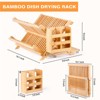 KTMBDW Bamboo Dish Drying Rack, 3 Tier Collapsible Dish Rack with Utensil Holder, Wooden Dish Drying Rack for Kitchen Counter, Dish Drainer, Natural - 2 of 4