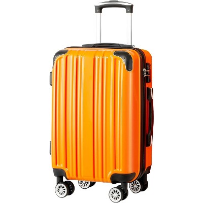 Coolife Luggage,Suitcase PC+ABS Spinner  24in Carry on (orange new, M(24in))