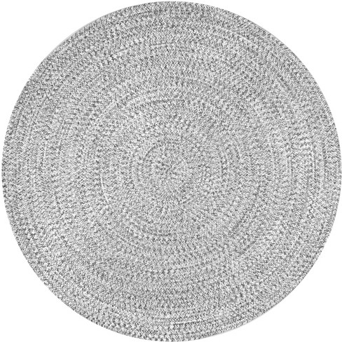 Nuloom Wynn Braided Indoor/outdoor Area Rug, Round 8', Salt And Pepper ...