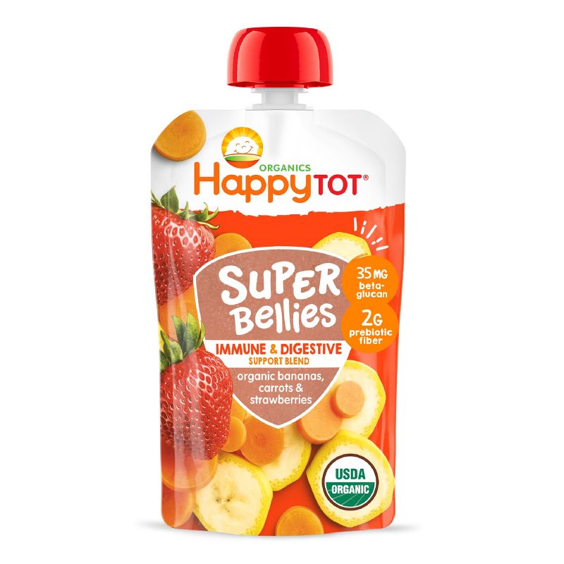 HappyTot Super Bellies Organic Bananas Carrots &#38; Strawberries Baby Food Pouch - 4oz, 1 of 7