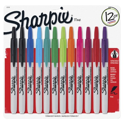 Sharpie Retractable Permanent Marker, Fine Tip, Assorted Color, set of 12