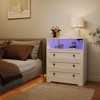 Small Dresser for Bedroom Closet Bedside with 3 Drawers, Wooden Dressers with Charging Station and LED Lights, Wood Chest of Drawers for Living Room - 2 of 4
