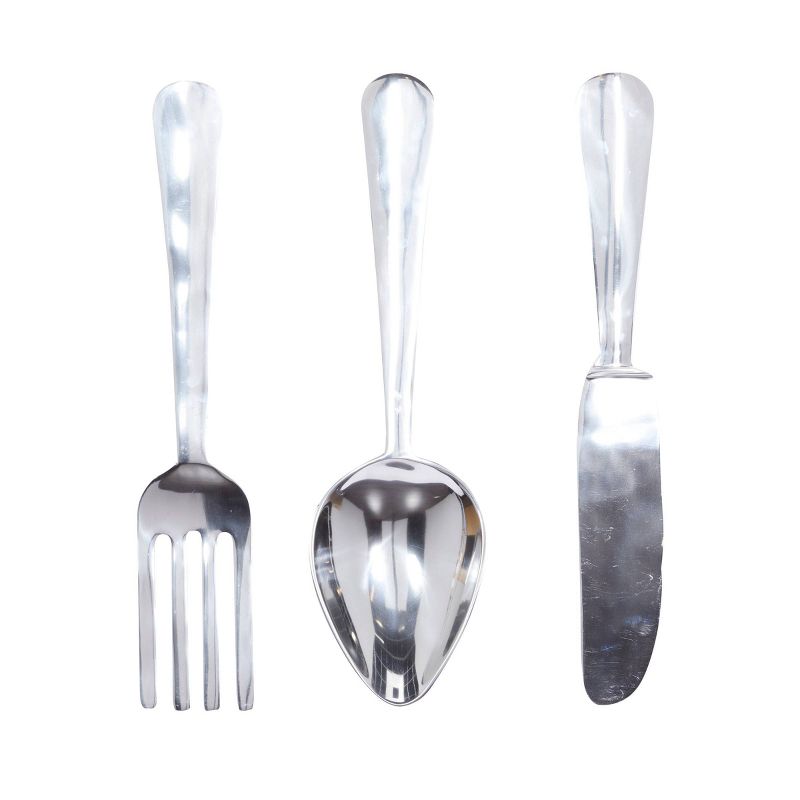 Set of 3 Aluminum Utensils Knife, Spoon and Fork Wall Decors - Olivia & May, 1 of 15
