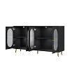 NicBex Modern 4-Doors Sideboard,Kitchen Storage Cabinets with Acrylic Doors  and 5 Metal Legs for Kitchen and Dining Room,White/Black - 4 of 4