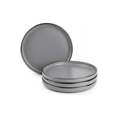 LunaLulinlk Dinnerware Gray Stoneware Salad Round Plates, 4 Pack