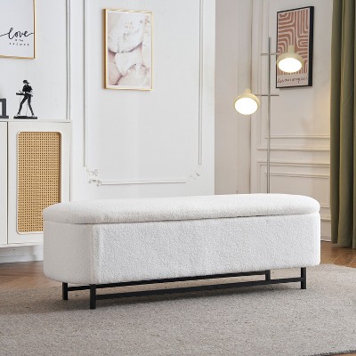 Nicbex Storage Bench 61.25" Ottoman with Storage Long-shaped Ottoman Bench for Entryway, Bedroom