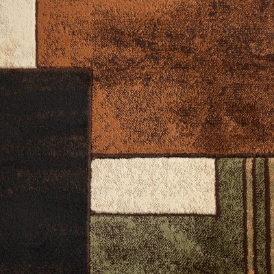 Tribeca Brown and Green Geometric Area Rug 32" x 20"
