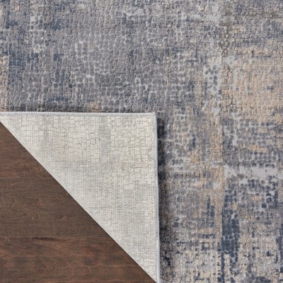 Abstract Grey & Beige Synthetic 3'11" x 5'11" Easy-Care Area Rug