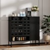 ORRD 44.5" Black Buffet Cabinet with Woven Doors, Drawer & Adjustable Shelves, Metal Legs - 2 of 4
