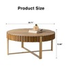 Vynxaria Handcrafted Round Two-Ply Coffee Table ?¡§C Olive-Shaped, Sturdy Pedestal Design for Living Room - 3 of 4