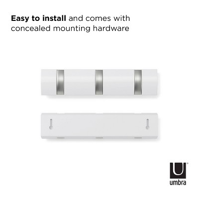 White and Nickel 3-Hook Wall Mounted Coat Rack