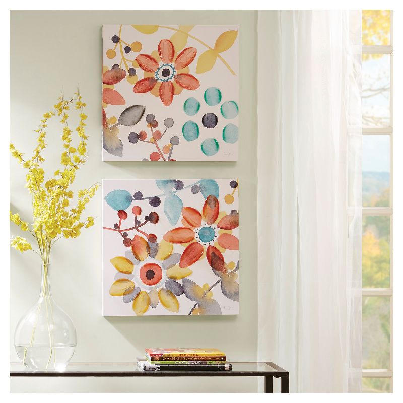 (Set of 2) 20&#34; Square Sweet Florals Canvas with Hand Embellishment - Intelligent Design, 1 of 7