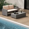 Tangkula Outdoor Rattan Daybed Wicker Loveseat & 31 Gallon Storage Ottoman w/Soft Cushions Space-Saving 2-Person - 2 of 4