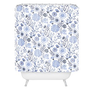 Deny Designs Floral 3 Shower Curtain Blue : Microfiber, Machine Washable, Non-Slip Backing - 1 of 4