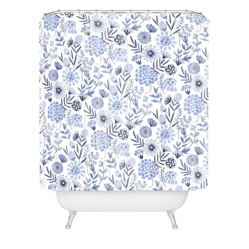 Floral 3 Shower Curtain Blue - Deny Designs, 1 of 7