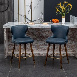 Ridstar Set of 2 Modern Counter Stool For Dining Room & Counter-Blue - 1 of 4