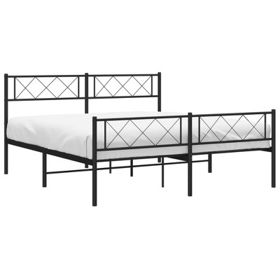 vidaXL Stylish Double Bed Frame with Headboard and Footboard, Durable Steel Material, Ideal for Bedroom