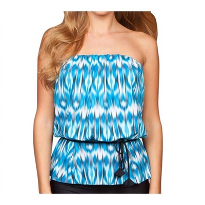 Women's Gathered Blouson Bandeau Tankini Top - Eco Swim