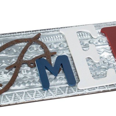 Patriotic Multicolor Metal and Wood America Wall Decor